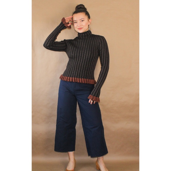 Zara Tops - (250) nwt zara sparkle knit black ruffle sweater